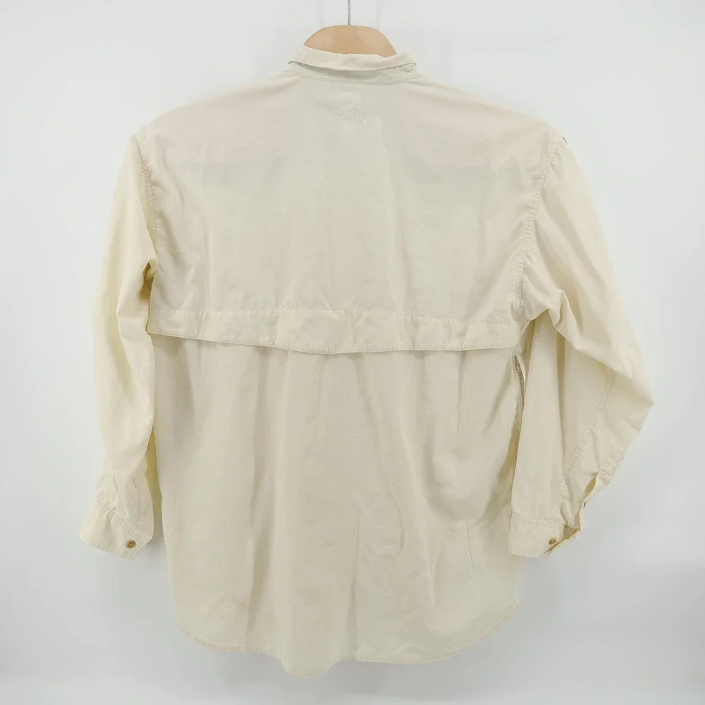 The North Face Mens XL Nylon  Long Sleeve‎ Button Up Shirt Beige Vented - Flaws